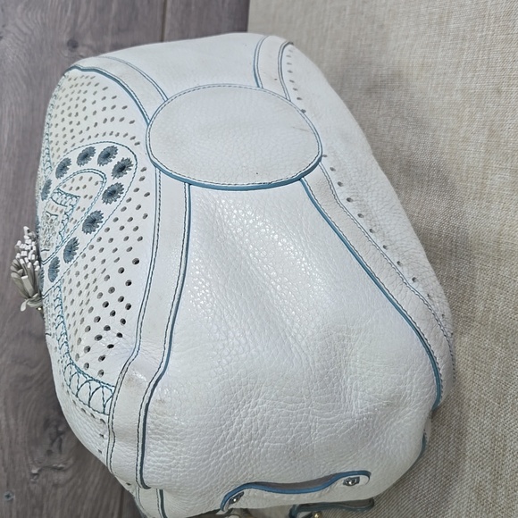 Cole Haan Kayla White Embellished Leather Satchel Shoulder Bag Tote Satchel - Picture 6 of 13